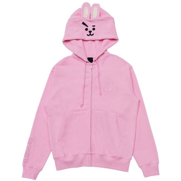 Bt21 Pink Zip up Hoodie Cooky Size M - Picture 9 of 14